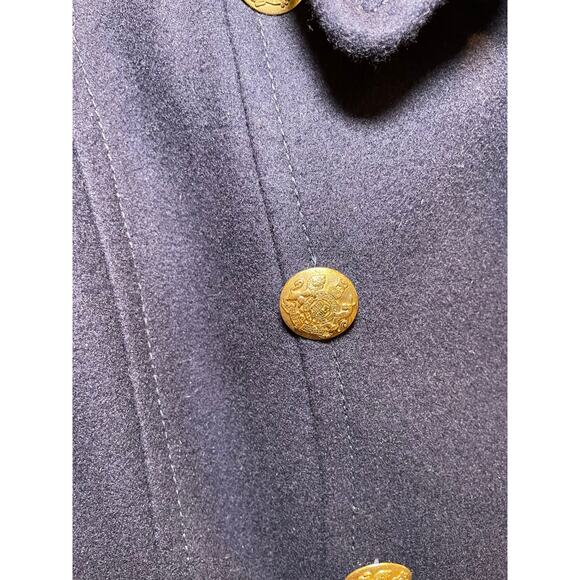 J. Crew Women 0 Navy Blue Preppy Large Gold Button Wool Pea Coat Classic Vintage - Picture 10 of 11